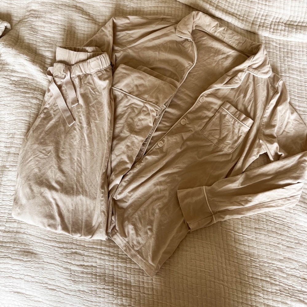 Cozy Neutral Bamboo Pajama Set Tan/Beige